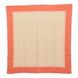 Chanel Coco Mark Scarf, Large Size, Pink Beige Silk, Women's.